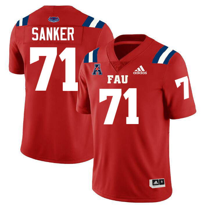 Madden Sanker FAU Jersey,Florida Atlantic Owls Football Jersey,Uniforms,Gears-Red